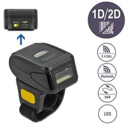 DELOCK 90508 - Barcode Scanner, Ring, 1D/2D, 2,4 GHz/Bluetooth