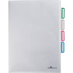 DURABLE 231619 - Plastic wallets, A4, transparent, with 3 subject dividers, 5 pie