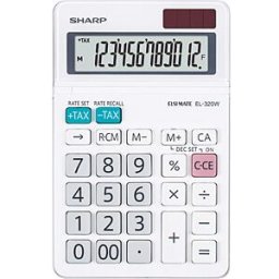 SHARP EL320W - SHARP EL-320W compact desktop calculator, white