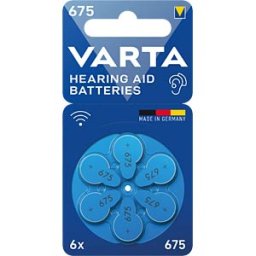 VARTA AIR 675 - Hearing aid battery, zinc air, 11.6x5.35 mm, Aid 675, pack of 6