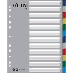 VON LEITZ VONL 12280000 - Plastic dividers, A4 (1 - 12), multi-coloured