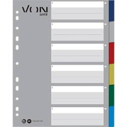 VON LEITZ VONL 13050000 - Plastic dividers, A4 (1 - 6), multi-coloured
