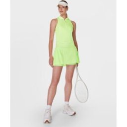 Sweaty Betty Power Match Point Pleat Tennis Skort, Green, Women's XL