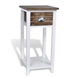 vidaXL Nightstand with 1 Drawer Brown and White