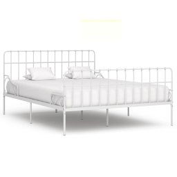 vidaXL Bed Frame without Mattress with Slatted Base White Metal 200x200 cm