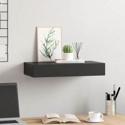 vidaXL Floating Wall Shelf with Drawer Black 48x25x8 cm