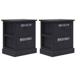 vidaXL Nightstands 2 pcs Black 38x28x45 cm Paulownia Wood