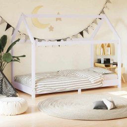 vidaXL Kids Bed Frame White Solid Pine Wood 80x160 cm
