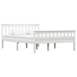 vidaXL Bed Frame without Mattress White Solid Pinewood 140x200 cm