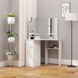 vidaXL Corner Dressing Table Cosmetic Table Make-up Table White