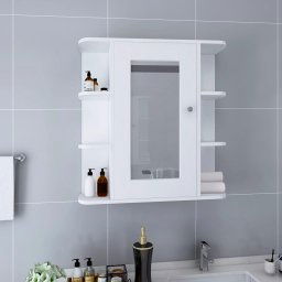 vidaXL Bathroom Mirror Cabinet White 66x17x63 cm MDF