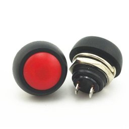 PBS-33B Push Button Momentary,12mm, Waterproof, 2 PIN - Red