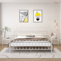 vidaXL Bedside Cabinets 2 pcs White and Transparent Metal and Glass