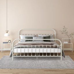 vidaXL Bedside Cabinets 2 pcs White and Transparent Metal and Glass