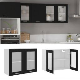 vidaXL Hanging Glass Cabinet Lyon Black 80x31x60 cm Engineered Wood