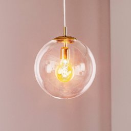 ALDEX Hanging light 562, clear glass, gold cap/canopy