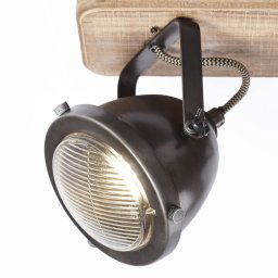 Brilliant Carmen Wood ceiling light industrial look two-bulb