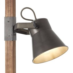 Brilliant Plow floor lamp with 2 spots, black/dark wood