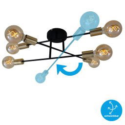 Briloner 3868-065 Black Steel ceiling light, six-bulb