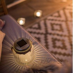 STAR TRADING Solar-powered LED table lamp Jar made of glass
