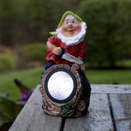 STAR TRADING LED solar light Gnomy colourful/red plastic 21 cm lumberjack