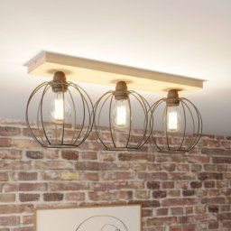 BRITOP Dorett ceiling light, oak, 3-bulb