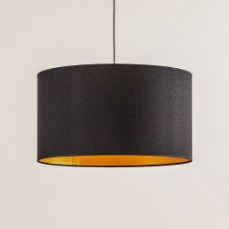Euluna Roller hanging light, black/gold, Ø 45 cm