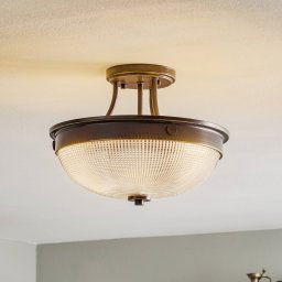 QUOIZEL Glass ceiling light Mantle with a bronze finish