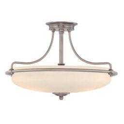 QUOIZEL Griffin semi-flush ceiling lamp, nickel, Ø 57 cm