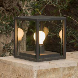 FARO BARCELONA Cube-shaped Nala pillar light in dark grey