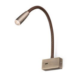 FARO BARCELONA Lead wall reading lamp with leather details and LED