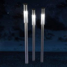 Globo Fania stainless steel ground spike solar light, set of 3