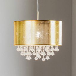 Globo Amy pendant light with plastic crystals, gold