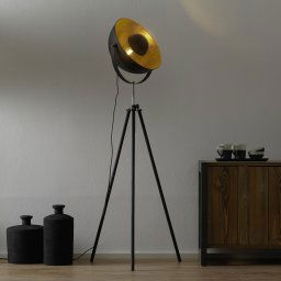 Globo Tripod floor lamp Lenn, black and gold