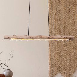 Globo Felicitas LED hanging lamp, wood, length 100 cm