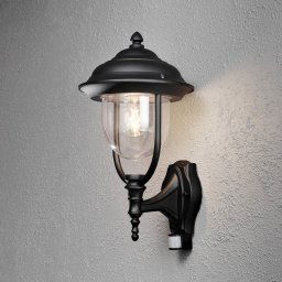 Konstsmide Parma outdoor wall lamp with sensor, black