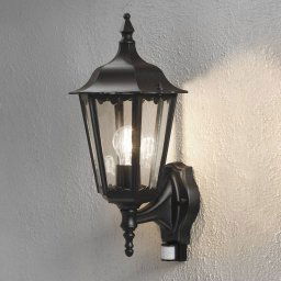 Konstsmide Firenze outdoor wall lamp, sensor, standing, black