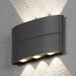 Konstsmide LED outdoor wall lamp, anthracite, 6-bulb