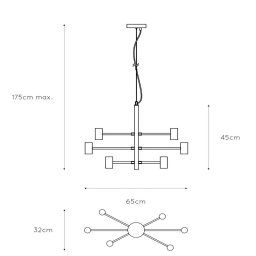 Lucide Leanne hanging light, black, six-bulb