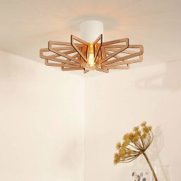 Lucide Ceiling lamp Zidane 45 cm white with wooden elements