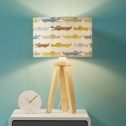 Maco Design Colourful children's table lamp crocodile with wood