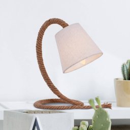 Näve Rope table lamp, fabric lampshade and natural rope