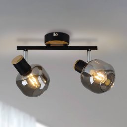 Näve 1350122 ceiling light with smoked glass, two-bulb