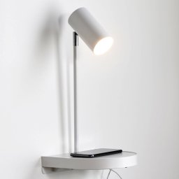 Nordlux Cody wall light with shelf and USB port, white