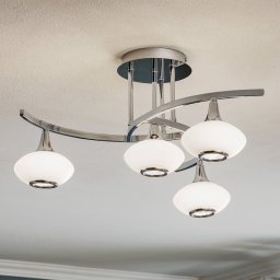 ORION Lia ceiling light, 4-bulb, chrome-coloured, glass/metal