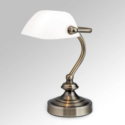 ORION Classic banker’s table lamp Zora, glass lampshade