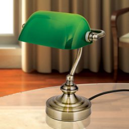 ORION Zora - banker’s table lamp, green glass lampshade