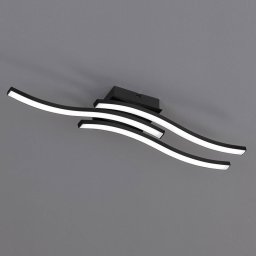 Reality Leuchten Route LED ceiling light in black, three-bulb