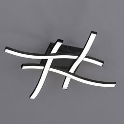 Reality Leuchten Route LED ceiling light in black, four-bulb