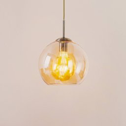 Searchlight Balls hanging light with amber glass sphere 25 cm